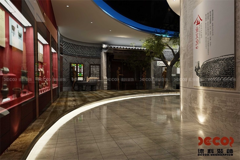 在展厅设计中，如何营造一个与企业文化相符的氛围？